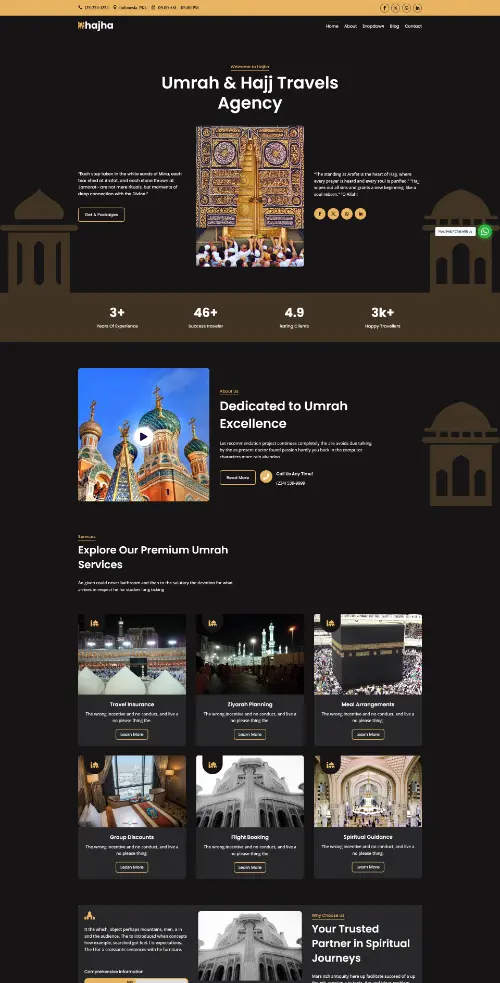 Hajha Hajj Umrah Agency Divi Layout
