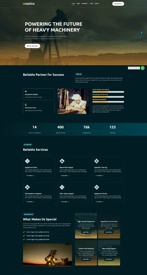 Machina Machinery Equipment Divi Layout