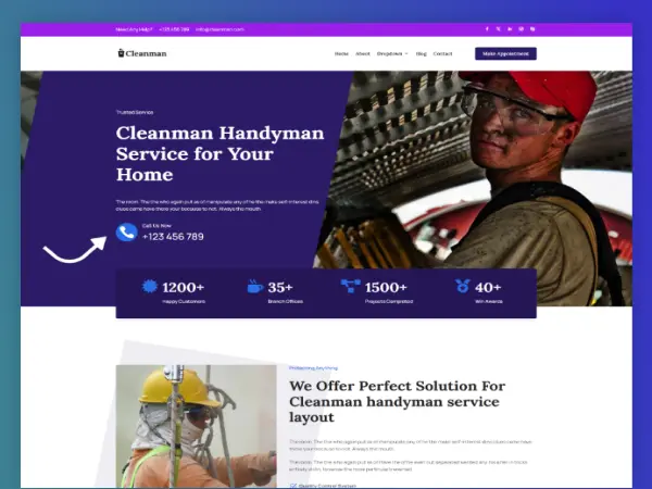Cleanman Handyman Service Divi Layout
